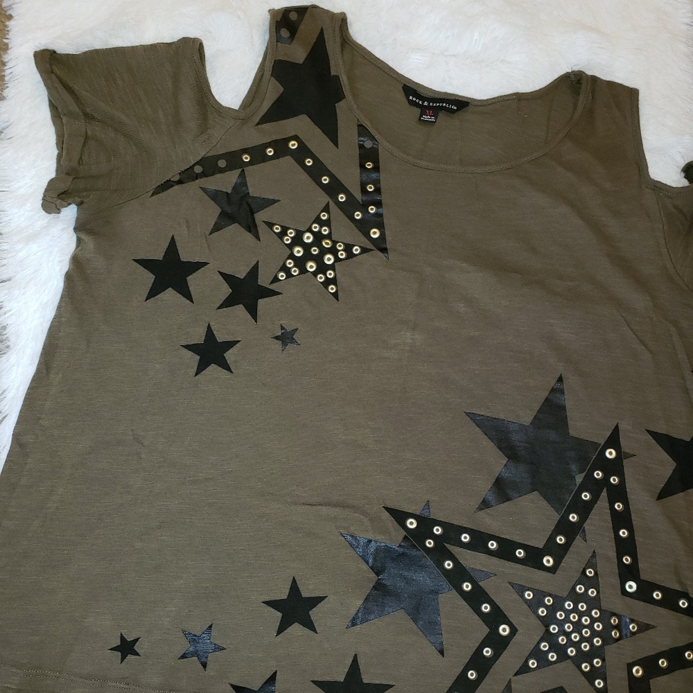 Army Green cold shoulder top